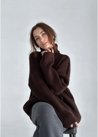 Темно-коричневий демісезонний светр оверсайз No Brand Оверсайз