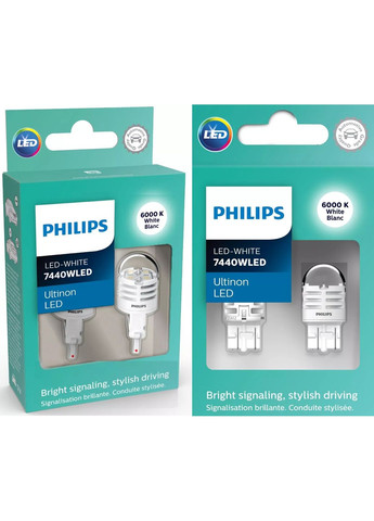 Світлодіодні лампи Ultinon 7440 White 6000K 2 шт для передніх поворотників Philips (352505794)