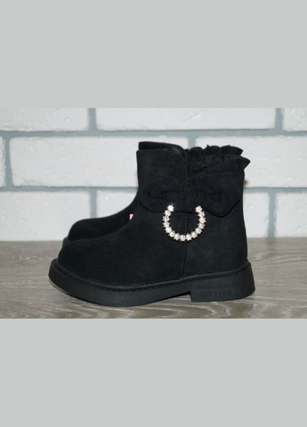 Черные повседневные, кэжуал зимние зимние ботинки для девочки черные Lilin