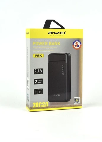 Павербанк P6K Pro 20000mAh з 2 USB портами, micro-USB та USB Type-C Awei (374466187)