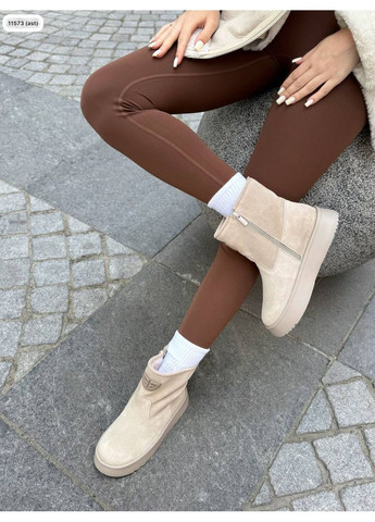 Черевики зимові з бежевої натуральної замші (36–40) No Brand Черевики (366340013)