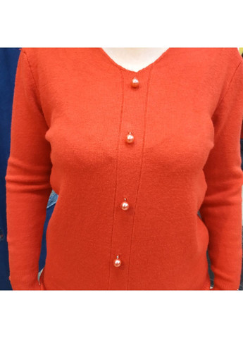 Красный демисезонный свитер женский теплый мыс v-образный вырез пуговицы m-l No Brand