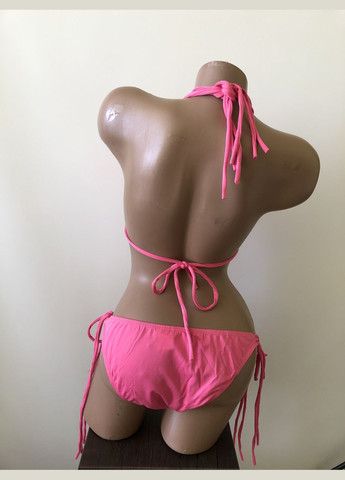 Рожевий літній жіночий роздільний купальник на зав'язках No Brand