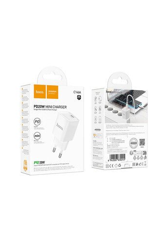 Сетевое Зарядное Устройство C146A 1USB-C PD/QC 20W Цвет Белый Hoco (337995139)