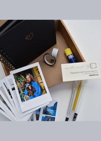 Набор DIY MINI Премиум + ручки, скотчи, клей + Фотоленты, Polaroid | Альбом с черными листьями 14×14 (по выбору) WOW DIY (304419111)