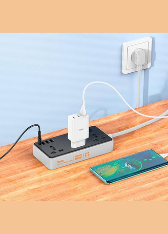 Удлинитель сетевой на 3 розетки AC7A |3USB/1Type-C, 3.4A/17W 1.5M| Черный Hoco (336380937)