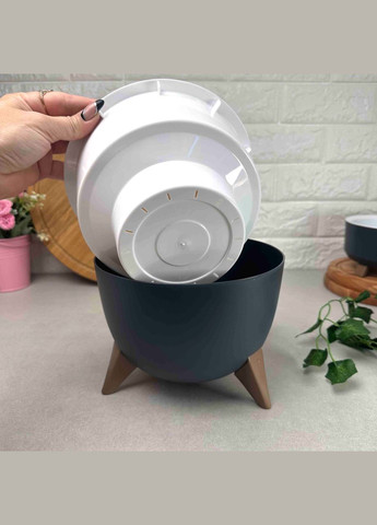 Цветочный горшок на ножках 9.5 л Графит Ufo ALY-603 Alya (366023692)