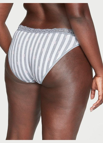 Женские трусики LaceWaist Cotton Bikini Panty S серые Victoria's Secret (292438862)