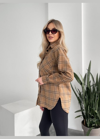 Бежевая повседневный, кэжуал рубашка в клетку No Brand