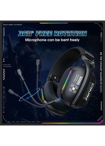 Беспроводные игровые наушники-гарнитура GT808 с микрофоном, шумопоглощением, RGB подсветкой и 3 режимами подключения. Onikuma (367182930)