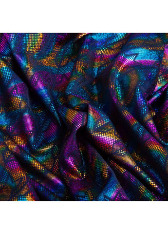 Тканина трикотаж Біфлекс Голограма 240 г/м2, тканина стрейчева трикотажна, тканина еластична блискуча т/синій IDEIA (373004797)