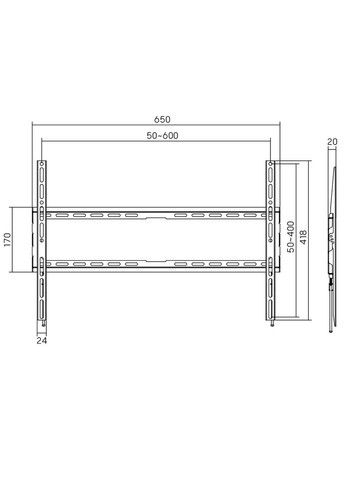 Кронштейн для телевизора AGN80-460F фиксированный/37`-80`/45 кг/max.VESA 600x400/Black AGN (370618917)