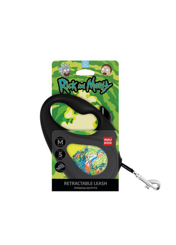 Повідець-рулетка для собак WAUDOG R-leash, малюнок "Рік та Морті 2", M, до 25 кг, 5, світловідбиваюча стрічка чорний No Brand (363198979)