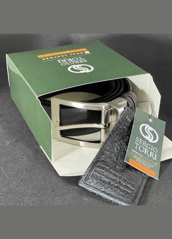 Ремінь зі шкіри оленя 35 мм коричневий, класична пряжка t19060 Sergio Torri (358052601)