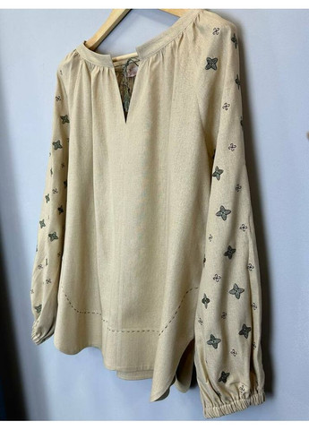 Бежева жіноча вишиванка з елементами ручної роботи mksmv170-508 Seam (364179250)