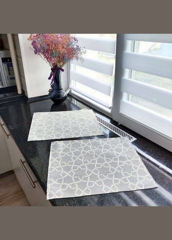 Сервировочные коврики под тарелки (набор из 2 ланчматов) водоотталкивающие серого цвета "Зорепад" Maystat (305390901)