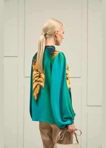 Комбінована стильна принтована блуза з крепу - ua44 / eu38 Iren Klairie