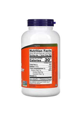 Шелуха подорожника (Psyllium Husk Powder) 340 г Now Foods (361118875)