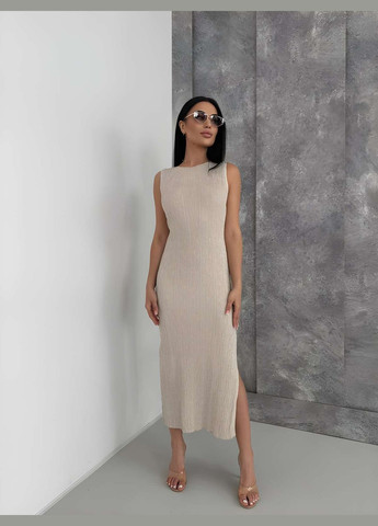 Жіноча літня трикотажна в'язана сукня сарафан із розрізом літо кавовий кавова мокко No Brand (341675977)