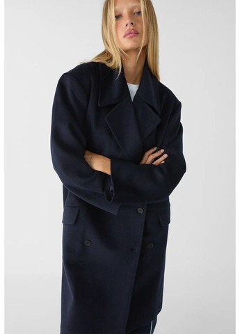 Темно-синє демісезонне Пальто 8852/310/010 Stradivarius