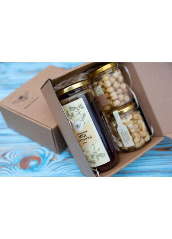 Подарунковий набір - 2 види горіхів та 2 меди Медові ласощі (373019770)