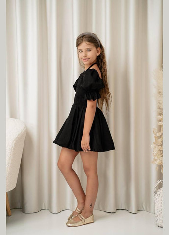 Чёрное сарафан школьный, платье летнее легкое пышное с коротким рукавом Madlen (351502114)