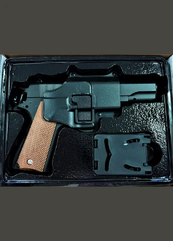 G13+ Страйкбольний пістолет Galaxy Colt M1911 Classic метал пластик з кульками та кобурою чорний Huada Toys (330020478)