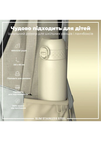 Бульба для води металева 600 мл. Stainless Steel, Creamy White ION8 (362915228)