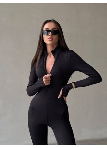 Жіночий еластичний комбінезон на флісі Fashion чорний