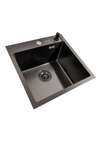 Кухонна мийка 45*45 Handmade PVD чорна (сифон крулий 3,0/0,8) Valeso (336932304)