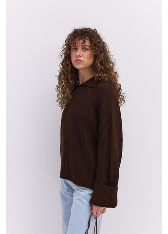 Жіноча вязана кофта з коміром поло світло-рожева Arjen (364967561)