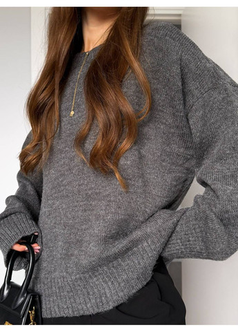 Серый демисезонный женский свитер No Brand