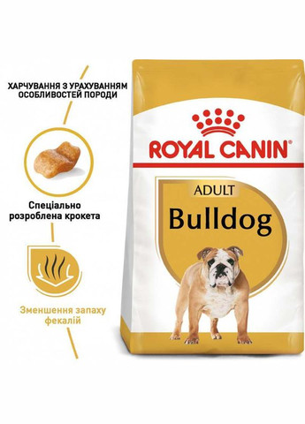 Сухий корм Bulldog Adult для дорослих собак породи англійський бульдог, 12 кг Royal Canin (289352033)
