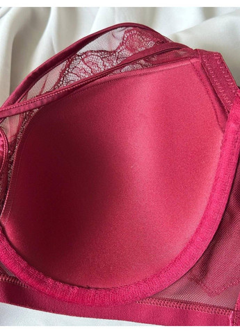 Бордовий комплект бюстгальтер м'який поролон + трусики сліпи 384 бордовий CHLX