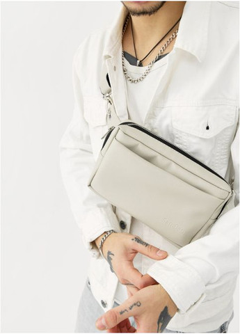 Мужская сумка бананка на пояс из экокожи Серая (792024616) Sambag (360965629)