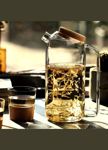 Высокий стеклянный чайник 1.8 л с крышкой-пуговицей No Brand (366818117)