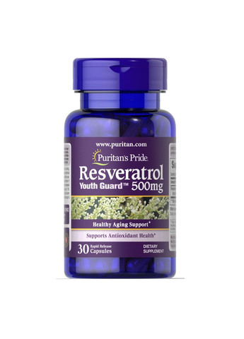 Натуральная добавка Resveratrol 500 mg, 30 капсул Puritans Pride (293477758)