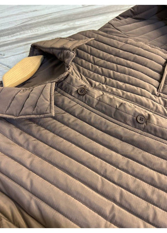 Коричнева демісезонна куртка жіноча 9089 сорочка подовжена оверсайз стьобана демісезонна one size Lady yep