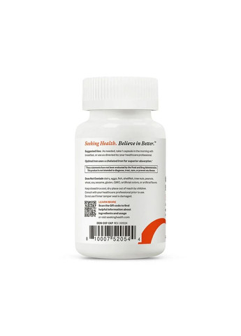 Залізо з кофакторами, 29 мг, Optimal Iron With Cofactors,, 90 вегетаріанських капсул Seeking Health (330626643)