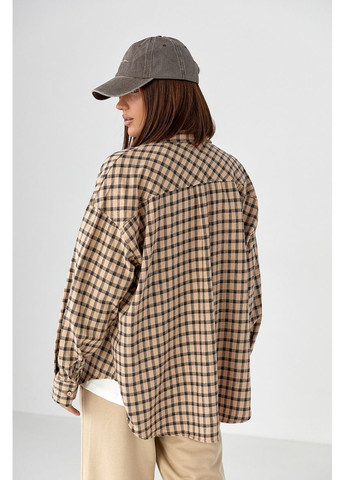 Кофейная кэжуал рубашка в клетку Lurex
