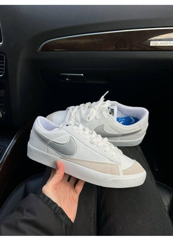 Белые демисезонные кроссовки мужские nike blazer low white silver найк блейзер No Brand