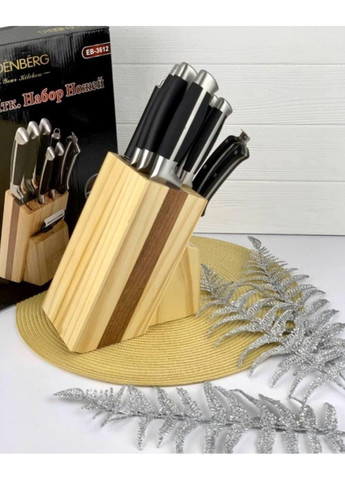 Набір ножів EB-3612 на дерев'яній підставці 9 пр. (EB-3612) Edenberg нержавіюча сталь, нержавіюча сталь, деревина