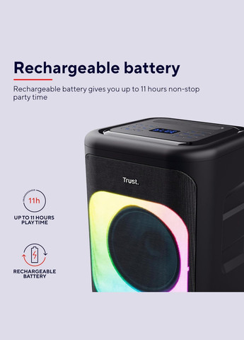 Портативна акустична система Azura 50Вт, 1.0, ВТ 5.2, TWS, MP3, IPX4, RGB, Trust (333824374)