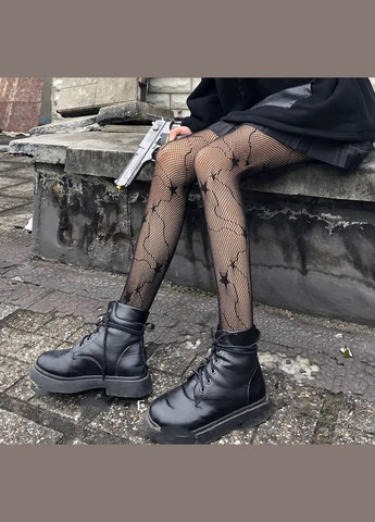 Колготки женские в сеточку звездочки черные No Brand Колготи в сітку (317881625)