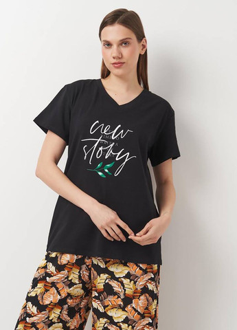 Черная всесезон пижама футболка + брюки Sweet Heart