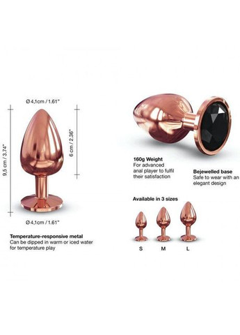 Металева анальна пробка із прикрасою у вигляді кристалу - Diamond Plug Rose Gold L Dorcel (294182099)
