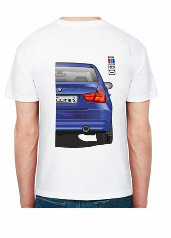 Біла футболка чоловіча з принтом bmw e90 stock fr 307191 біла Avtolife