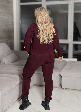 Спортивний костюм жіночий зимовий з тринитки на флісі та екошкіри (бомбер + штани) No Brand (365701193)