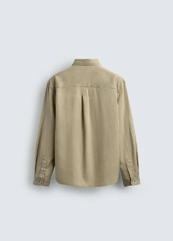 Оливковая рубашка однотонная Zara