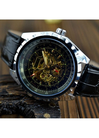 Мужские механические наручные часы пружинный механизмные стрелочные часы для мужчин с экокожаным ремешком Jaragar (363021871)